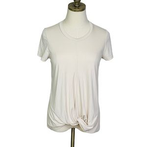 COV anthropologie ivory knot front relaxed knit tee SMALL